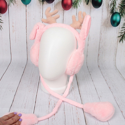 Наушники меховые с двигающимися ушками Santa's Friend, цвет розовый_10