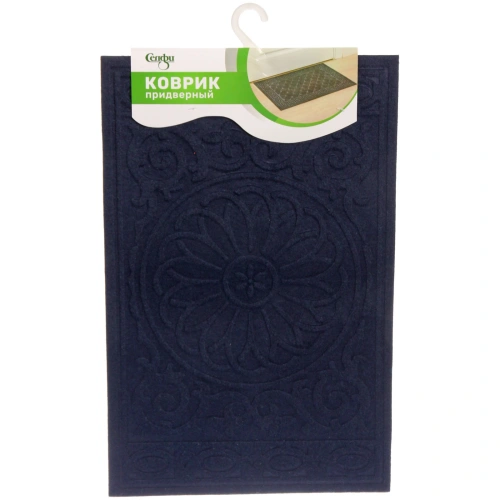 Коврик придверный Селфи 37*57см узор темно-синий