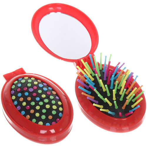 Расческа массажная складная Your hair style с зеркалом, овал, разноцветные зубья, микс 4-5 цветов, 5,417см_10