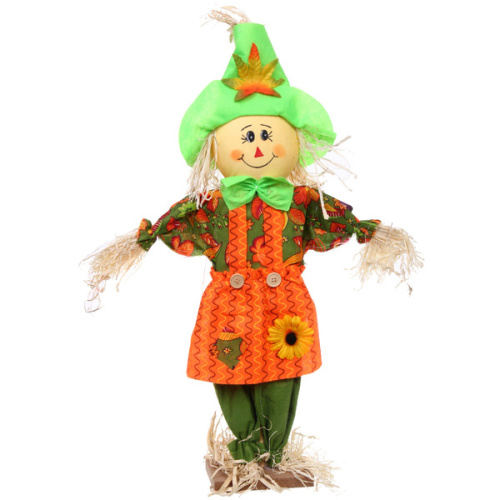 Фигура садовая "Пугало - Няшка" в салатовой шляпе 60 см ДоброСад