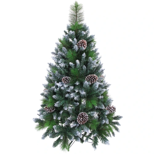 Ёлка "Сказочный лес" 120 см,ПВХ+леска, с белым напылением+шишки (369 веток) (SZ2000-120)