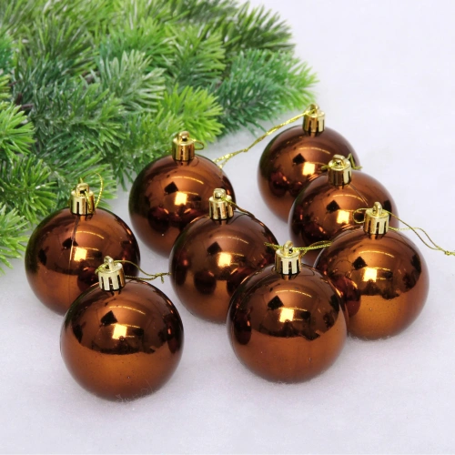 Новогодние шары 6 см (набор 24 шт) "Глянец", шоколад