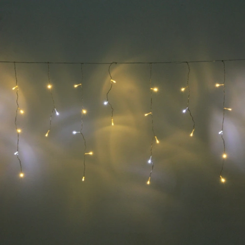 Гирлянда для дома БАХРОМА "Мерцание" ш1,5м* в30/50 см 48 ламп LED, прозрачн.пров, авторежим, IP-20, Теплый белый/Белое мерцание