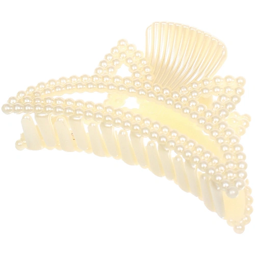 Заколка-краб для волос Мон Пион, ушки, цвет белый, 10см (Блистер)_3