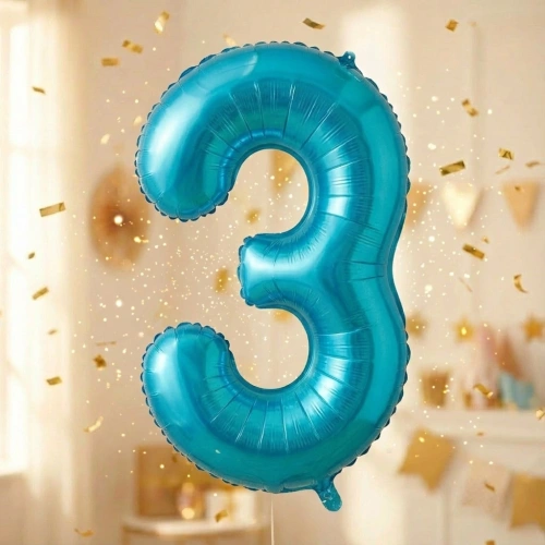Шар фольгированный 32'/81см "Цифра "3" (голубой)