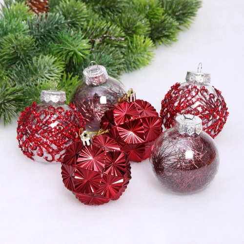 Набор шаров "Зимний Этюд" 7 см (в наборе 6 шт), Рубин