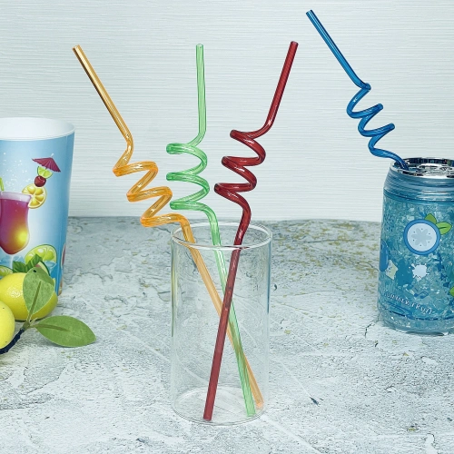 Трубочка для коктейля "Яркая спираль" (набор 4 шт), микс цветов