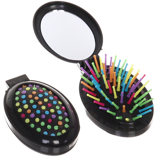 Расческа массажная складная Your hair style с зеркалом, овал, разноцветные зубья, микс 4-5 цветов, 5,417см_11