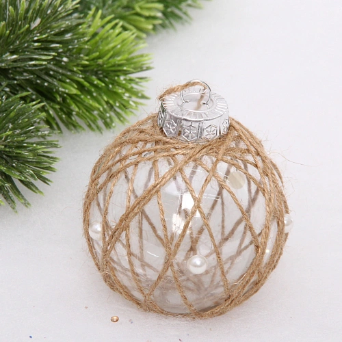 Новогодний шар Лесное очарование 8 см, Бежевый_3