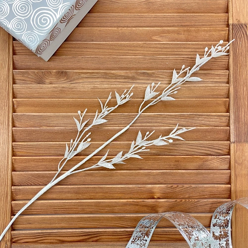 Ветка декоративная "Сказочные блики" 65 см, Белый