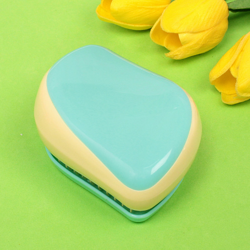 Расческа массажная компактная Harizma, цвет мятныйжелтый, в пластиковой коробке, 86 см_4