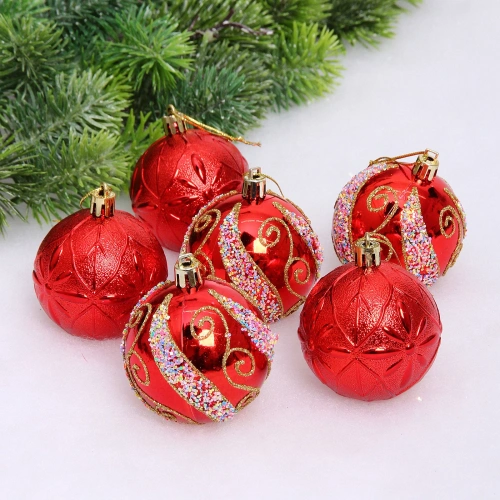 Набор шаров "Шарм" 6 см (в наборе 6 шт), Красный