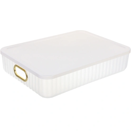 Корзина для хранения с крышкой "ЭЛГАТТ", цвет белый, 36*26*8,5см (лейбл Селфи)