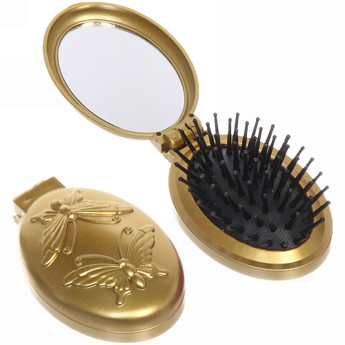 Расческа для волос массажная складная с зеркалом Beauty Room, овал, узор бабочка, микс 4 цвета, 95,5см_8