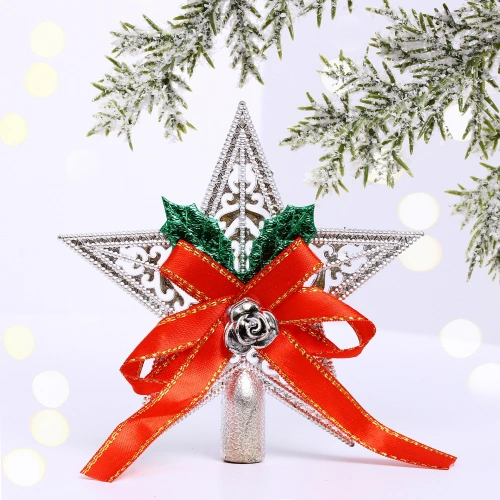 Верхушка на ёлку "Сияющая звезда" 10 см, серебро