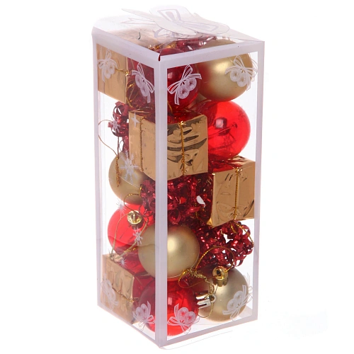 Набор украшений Зимние забавы 4 см, Красный, золото_2