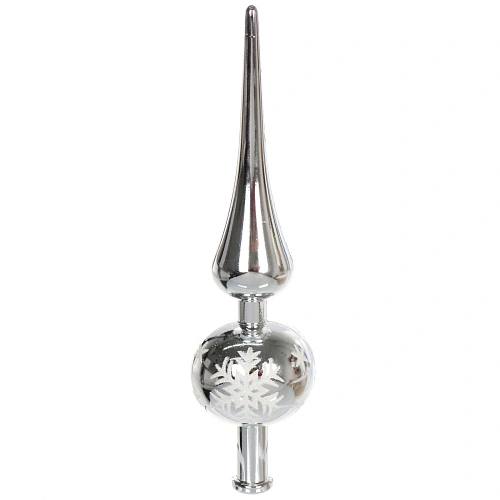 Верхушка на ёлку 23 см Снежинка, Серебробелый_6