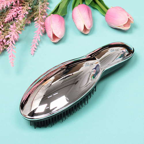 Расческа массажная компактная Beauty Bar, цвет серебро, в коробке, 207см_3