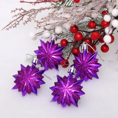 Ёлочные игрушки "Таинственное очарование" Звезда остроконечная 6 см (набор 4 шт), фиолетовый