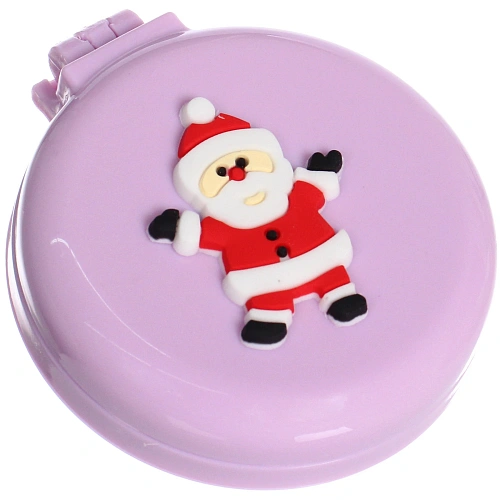 Расчёска массажная складная с зеркалом Новогодний Дед Мороз, цвет микс, d-6см_24