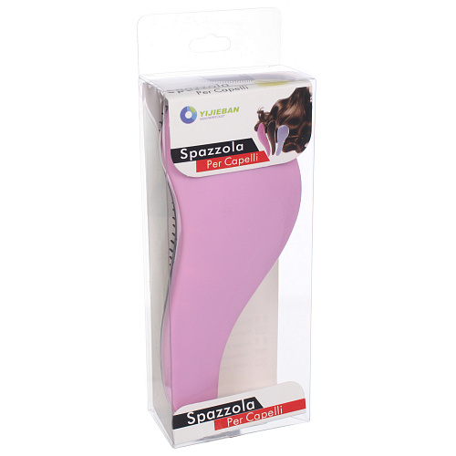 Расческа массажная Компактная-капля, цвет розовый, в коробке, 18см_5