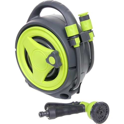Катушка со шлангом и адаптерами, 10м серо-салатовая HY4017_4