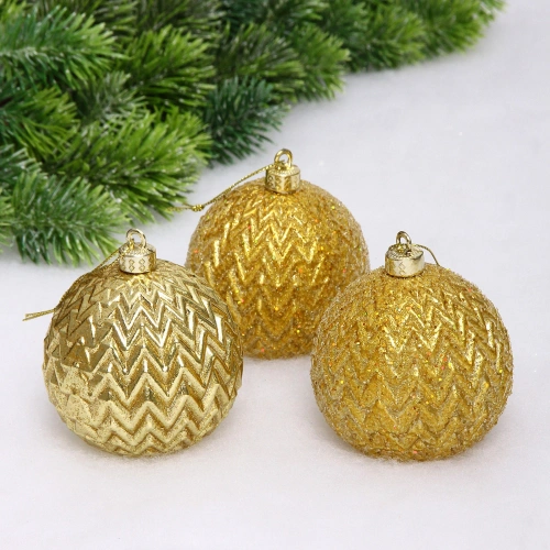 Новогодние шары VERSAILLES "Пандора" 8 см (набор 3 шт), Золото