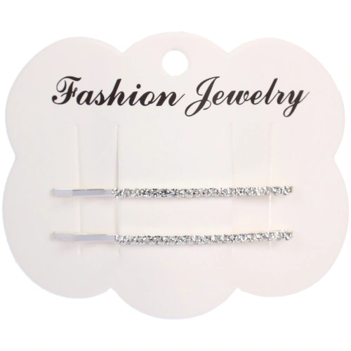 Невидимки для волос 2шт "Кристалы Агоры", классика, цвет серебро, 6см (блистер и пакет с подвесом)