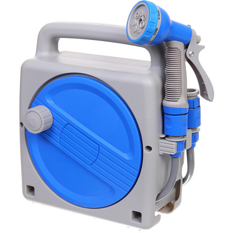 Катушка "Grower" со шлангом 1/2" и адаптерами, 10м серо-синяя AM5035