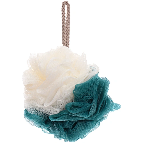 Мочалка для тела "Premium - NATARIO", цвет белый / бирюзовый, 19*12см, 50гр (зип пакет и наклейка Ultramarine)✦