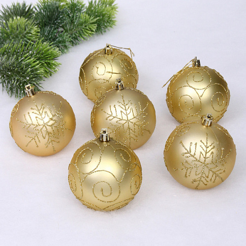 Набор шаров 8 см "Magic wish" (набор 6 шт), Золото