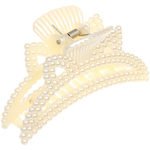 Заколка-краб для волос Мон Пион, ушки, цвет белый, 10см (Блистер)_4