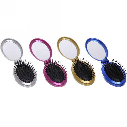 Расческа для волос массажная складная с зеркалом Beauty Room, овал, узор розочка, микс 4 цвета, 95,5см_6