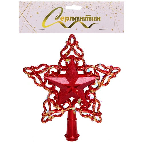 Звезда на ёлку Снежная звезда 15 см, Красный_7