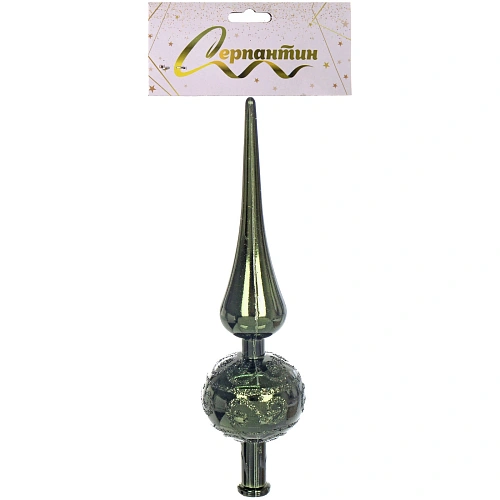 Верхушка на ёлку 23 см Волшебный узор, Изумруд_6