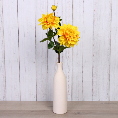 Цветок искусственный "Natur" 72см Георгин 2цветка и бутон желтый