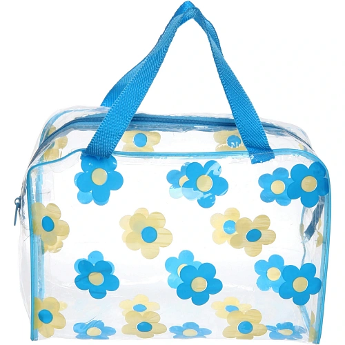 Косметичка Леди стиль, ромашки, цвет нежно голубой 24179см_3