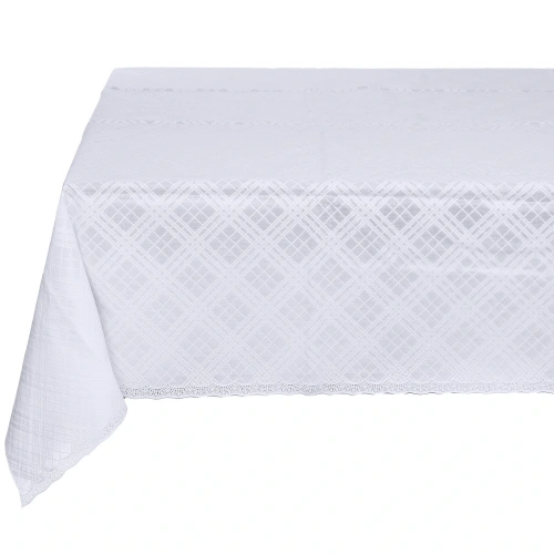 Скатерть 137*180 см "Гармония", клетка, пвх, цвет белый