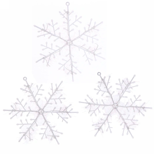 Украшение новогоднее "Снежинка" 13 см (набор 3 шт), Белый