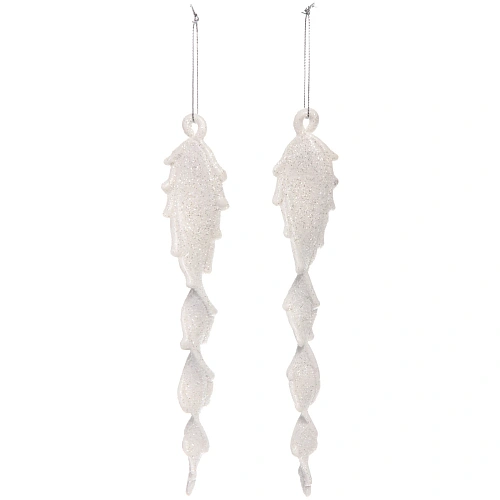 Подвеска Блестящая сосулька 23 см (набор 2 шт), Белый_2