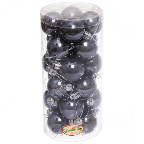 Новогодние шары 4 см (набор 24 шт) Глянец, графит_4