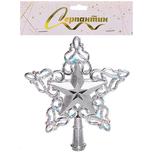 Звезда на ёлку Снежная звезда 15 см, Серебро_7