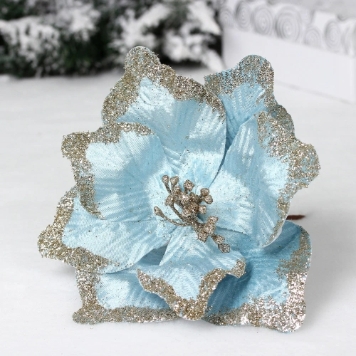 Украшение новогоднее "Пуансеттия - Волшебный день" 23 см, Голубой