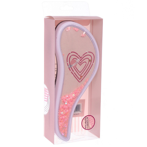Расческа массажная компактная АМОР, блестки, микс 4 дизайна, 187,5см (PVC коробка)_5