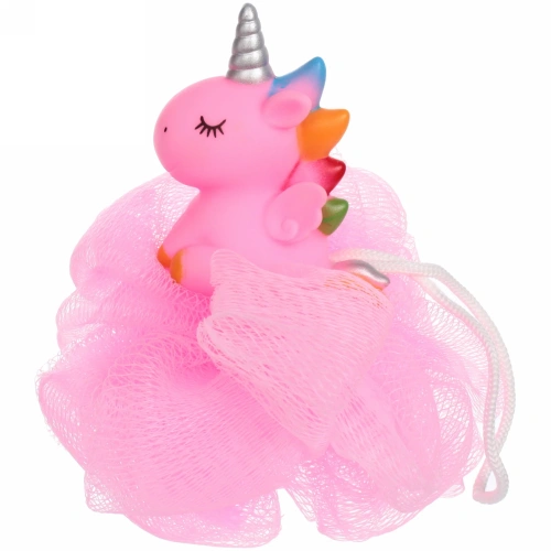 Мочалка-шар для тела полипропиленовая детская "Baby Boom - Единорожек", цвет розовый, 20гр, d-11см