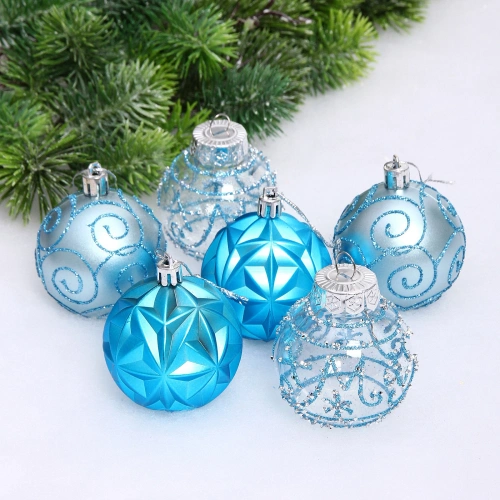 Набор шаров "Фантазия" 6 см (в наборе 6 шт), Лазурный, голубой